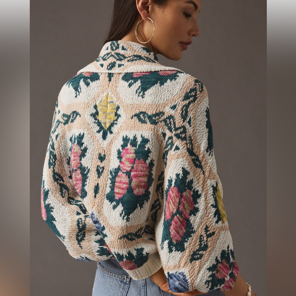 Anthropologie floral cocoon cardigan xs/s